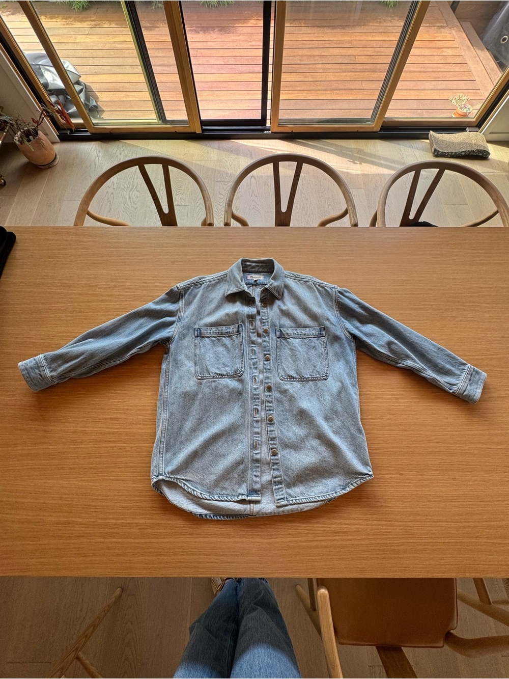 Madewell Light Wash Denim Jacket Shirt in Pale Blue